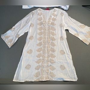 NWT, Peppermint Bay, white and gold tunic top,‎ size XL